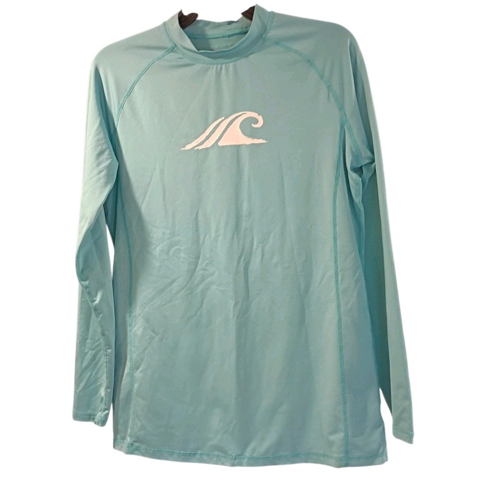 TSLA Women Rashguard Sun Protection Surfing Swim Shirt Size Medium Aqua Teal ECU